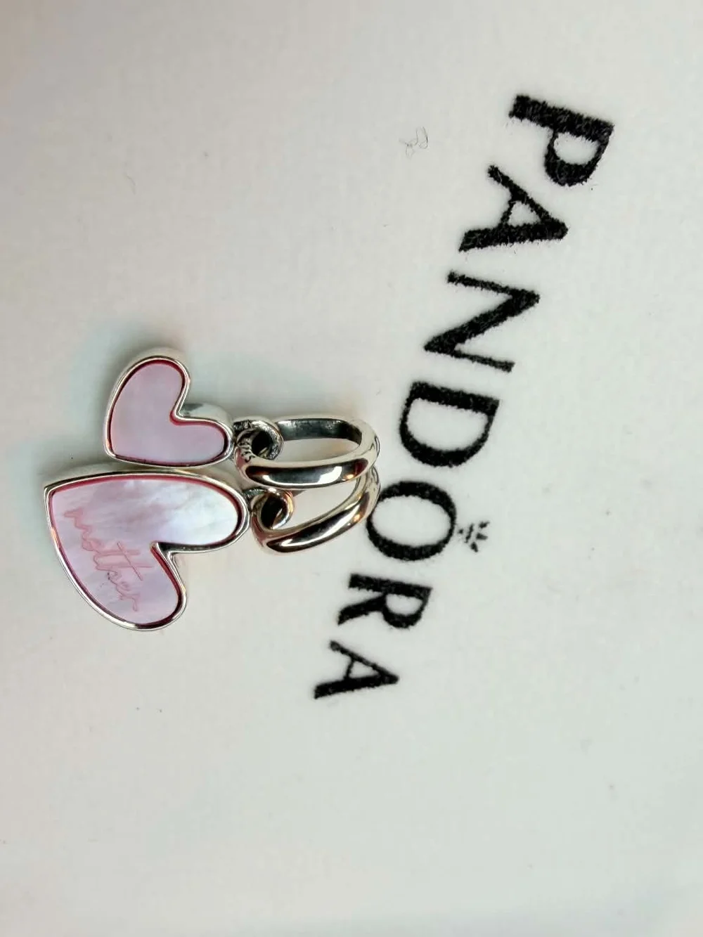 Pandora Pink Double Heart Dangle Charm